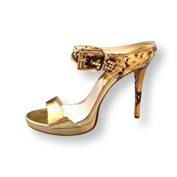 Michael Michael Kors Gold open toe Snakeskin Heels - Picture 3 of 7